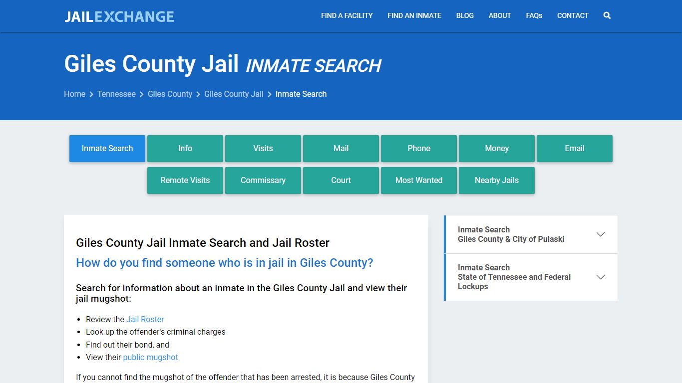 Inmate Search: Roster & Mugshots - Giles County Jail, TN