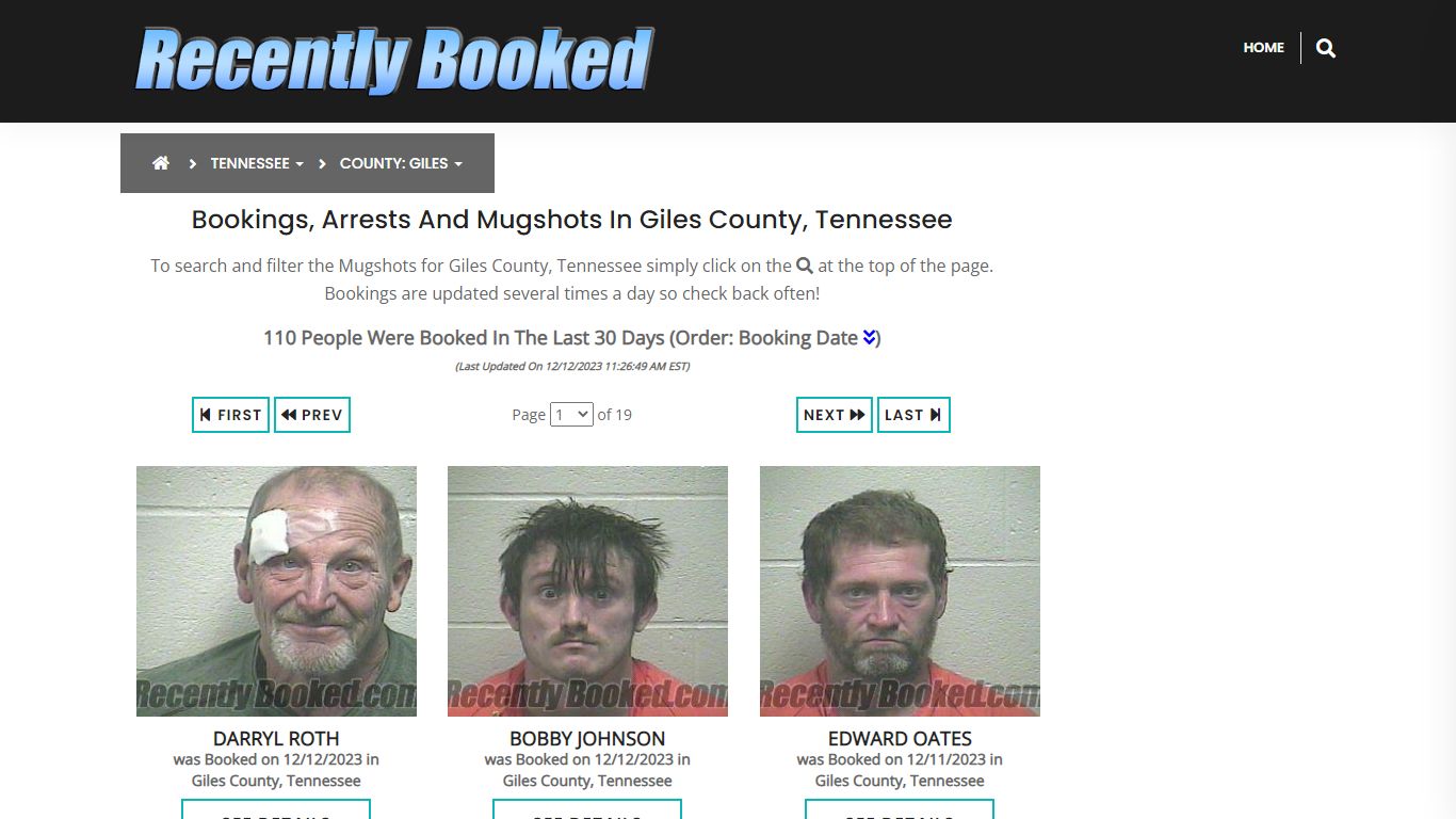 Recent bookings, Arrests, Mugshots in Giles County, Tennessee